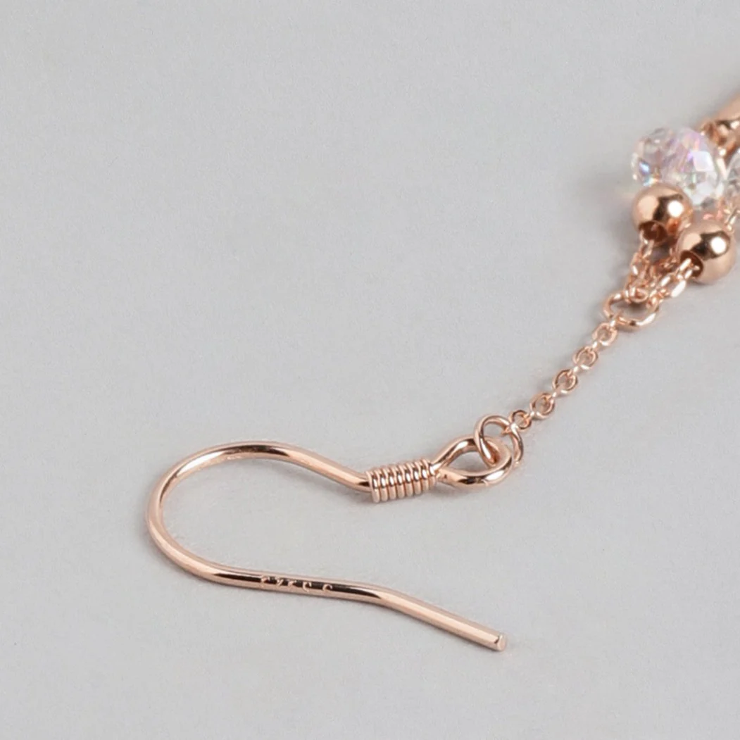 CZ Rose Gold Plated 925 Sterling Silver Drop Earrings - Image 5