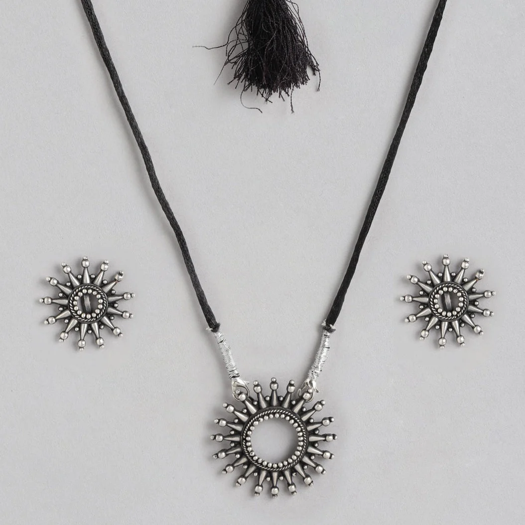 Chakra Oxidised 925 Sterling Silver Jewellery Set