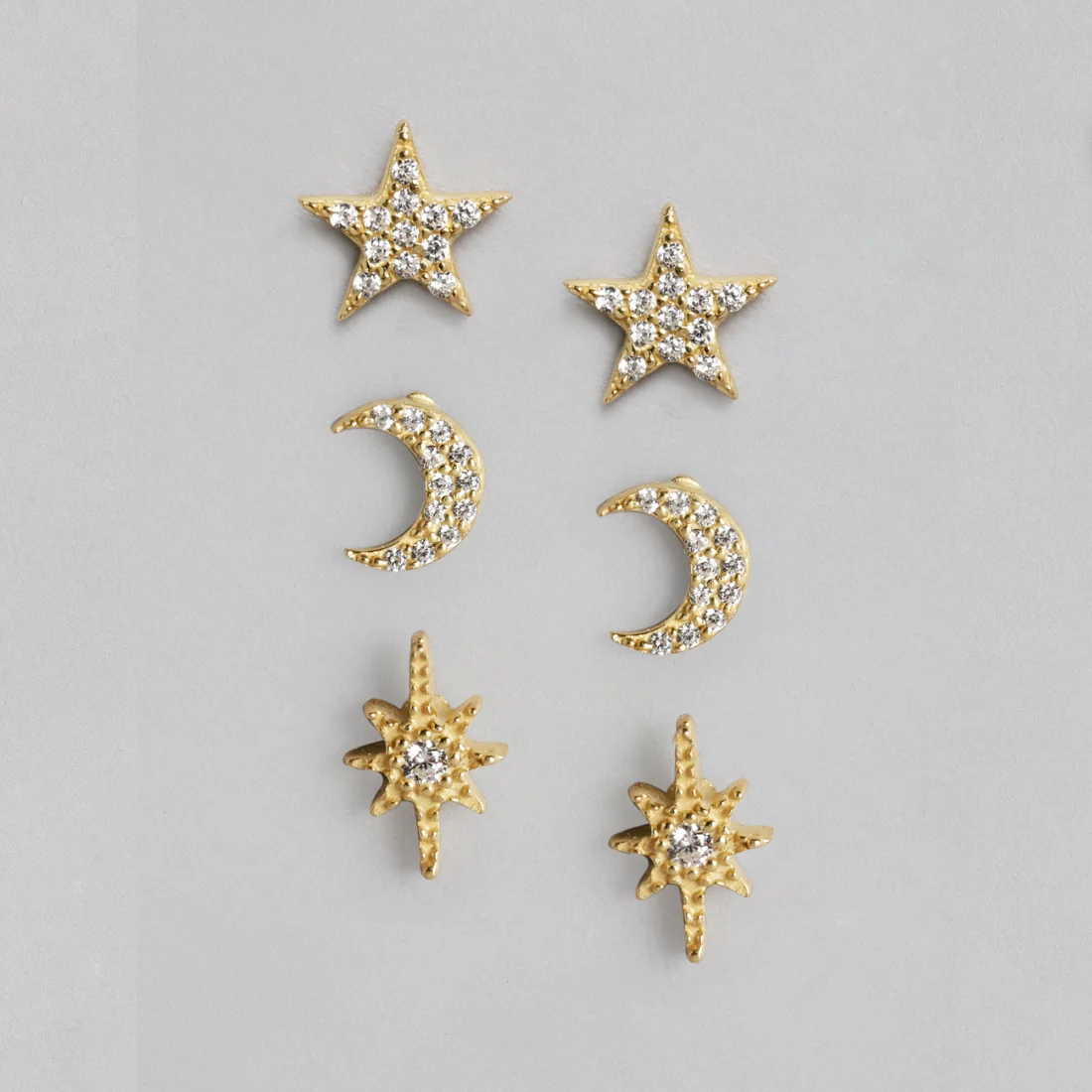 Moon & Stars 925 Sterling Silver Earring Combo - Image 2