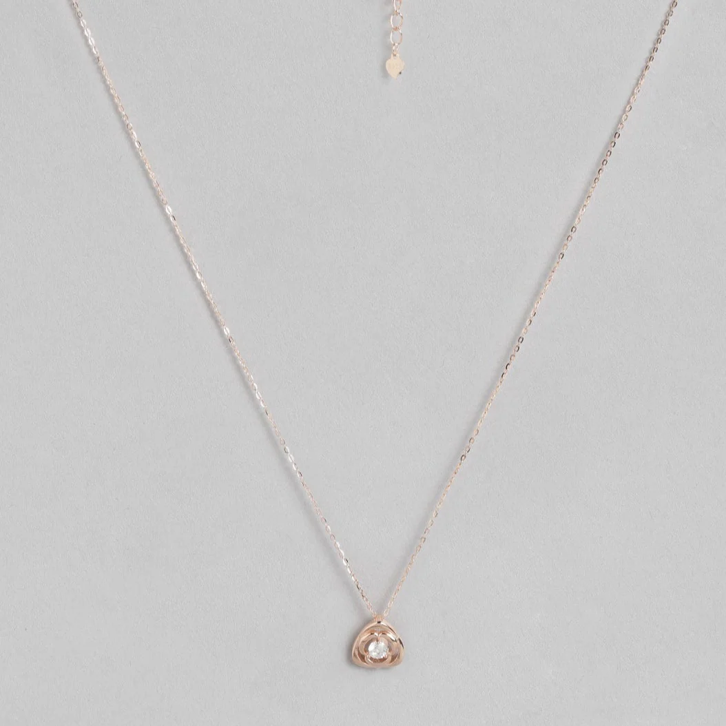Triangle Solitaire Rose Gold Plated 925 Sterling Silver Necklace - Image 4