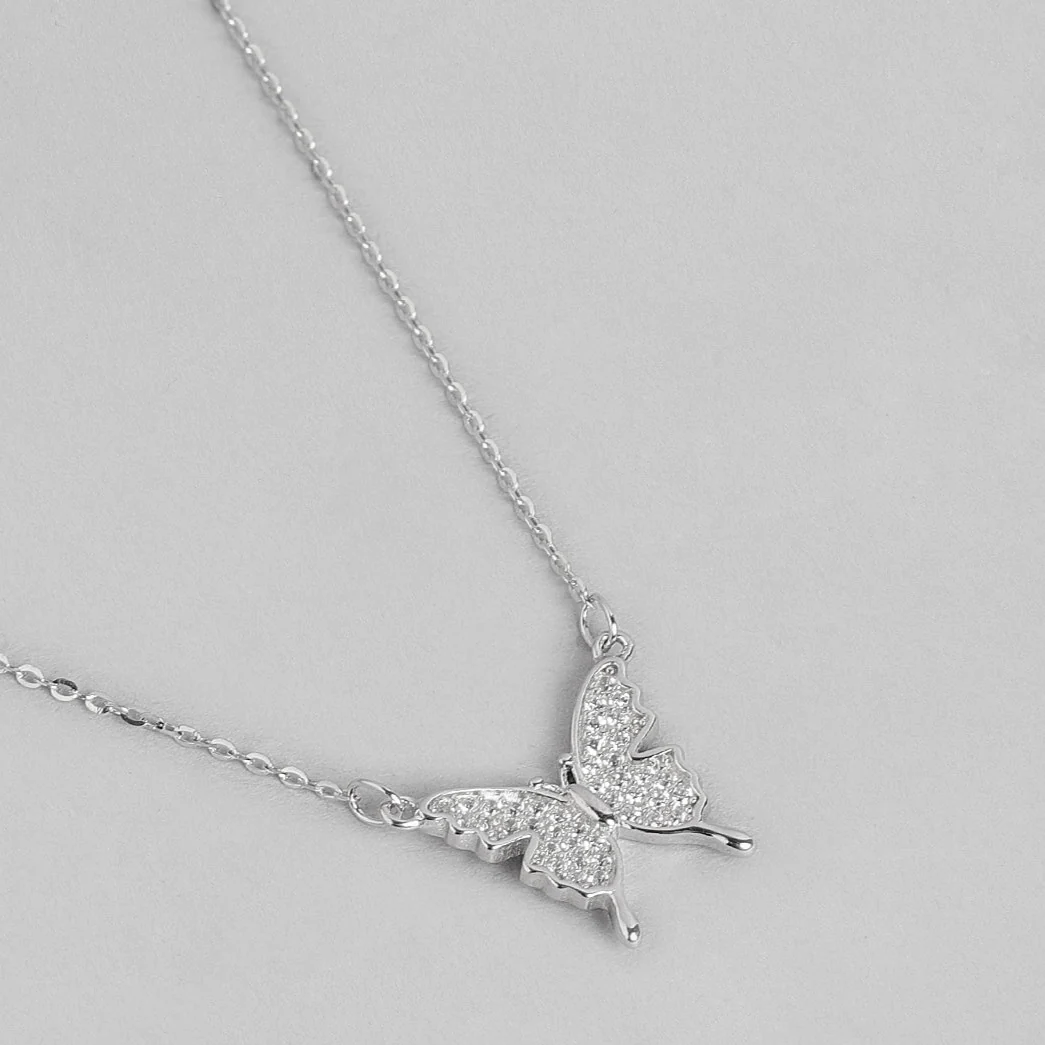 Butterfly CZ 925 Sterling Silver Necklace - Image 4
