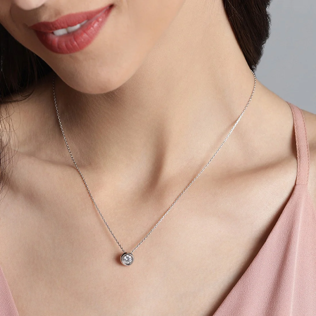 Elegant Round CZ 925 Sterling Silver Necklace - Image 2