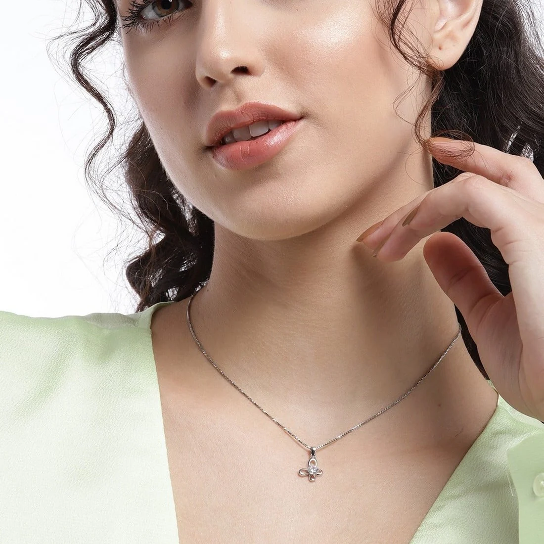 Butterfly Rhodium Plated 925 Sterling Silver Pendant with Chain - Image 2