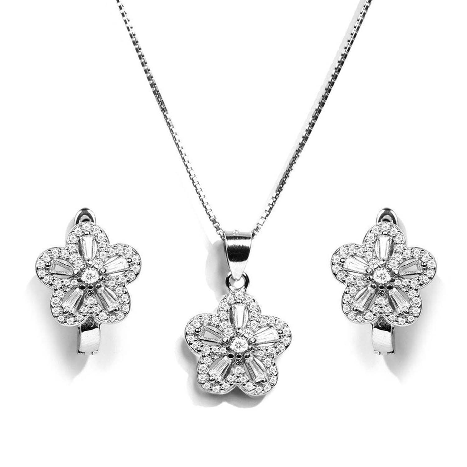 Blooming Harmony Floral 925 Silver Jewellery Set - Image 3