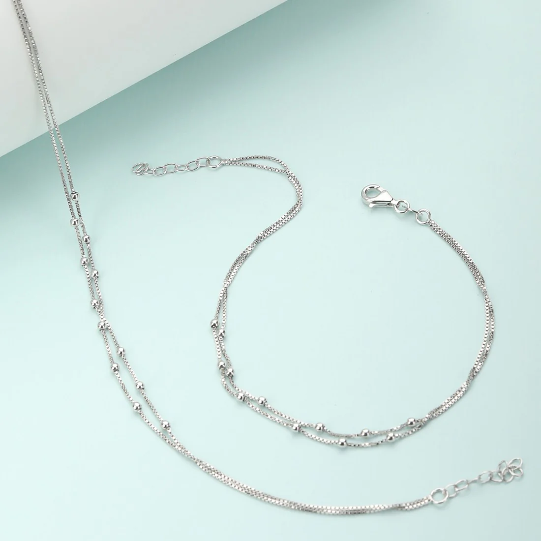 Ethereal Beaded Silver 925 Sterling Silver Anklets - Image 2