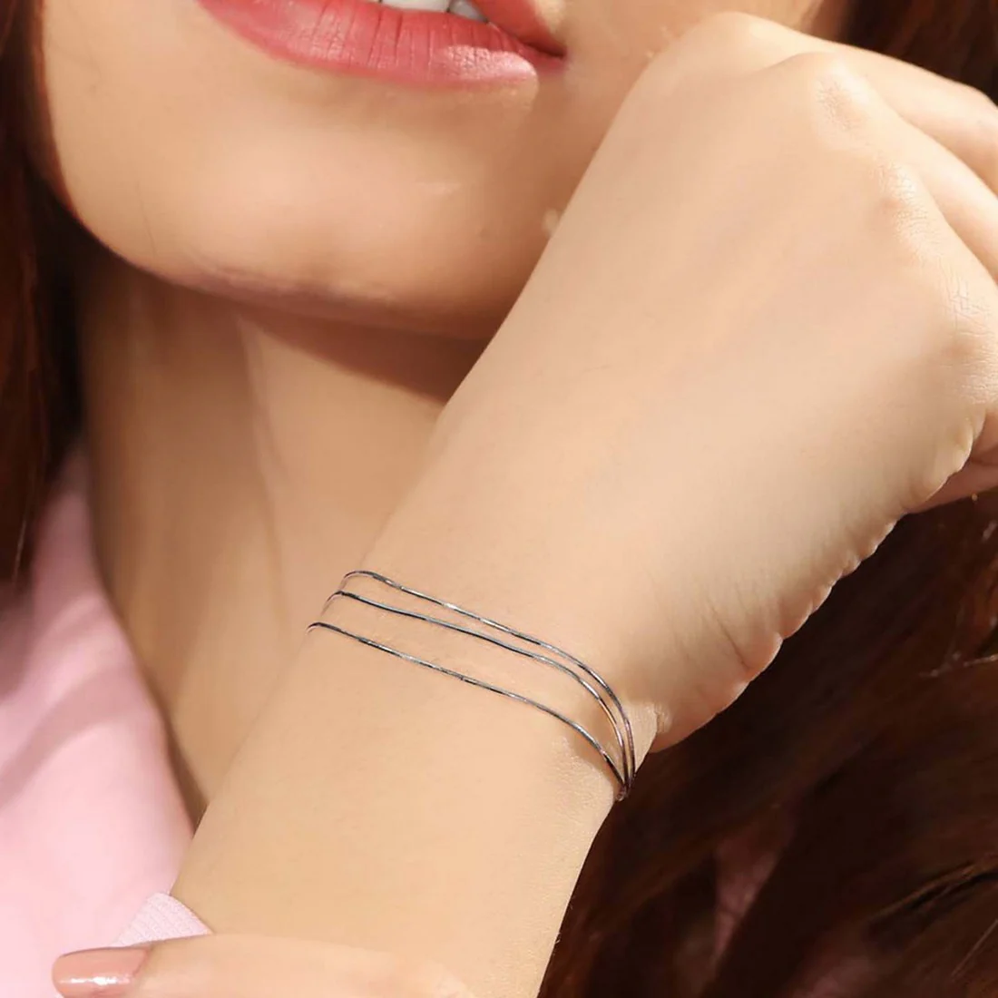 The Minimalist's Triple-Layered 925 Silver Bracelet - Image 2