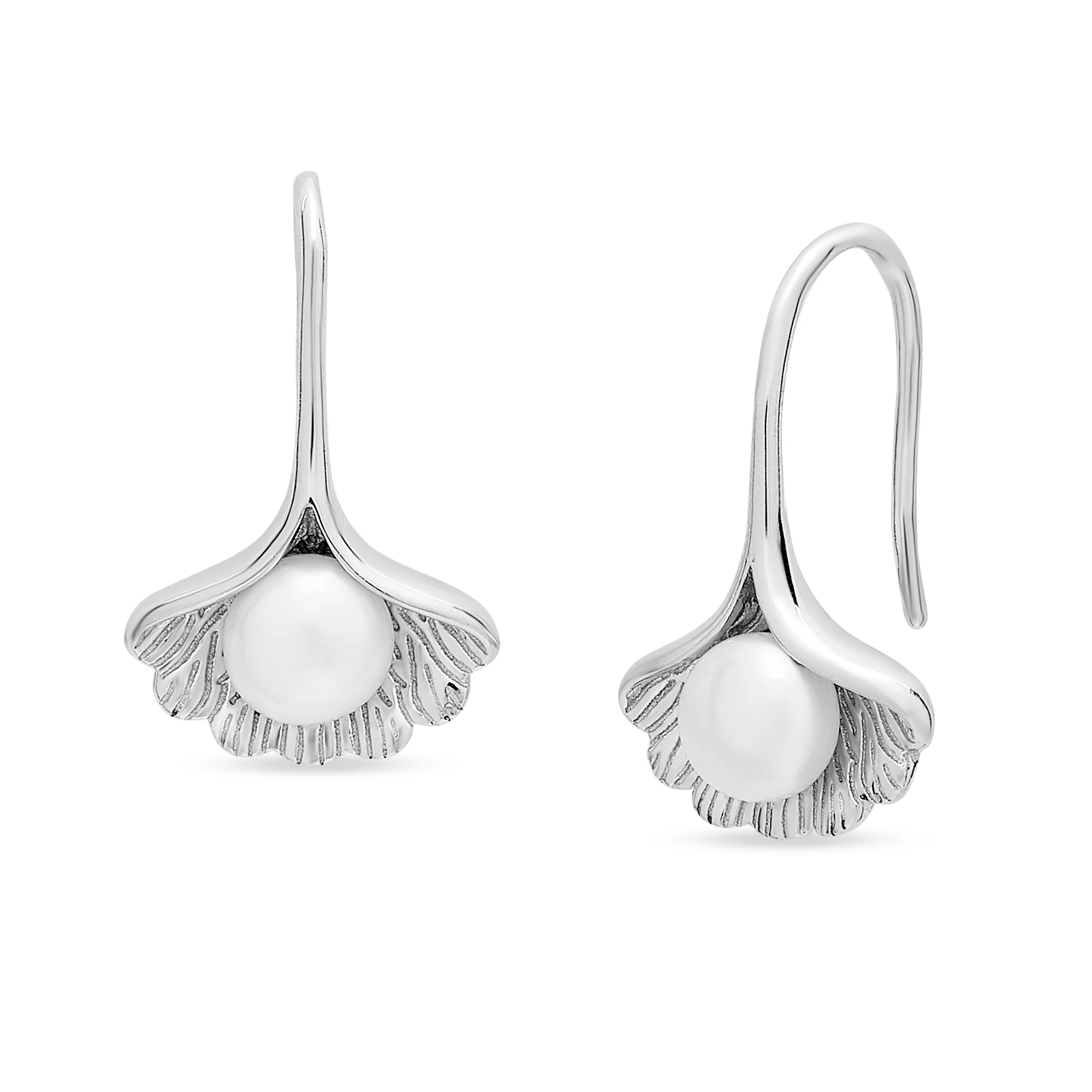 Glam Lady Shell And Pearl 925 Silver Earrings - Image 3