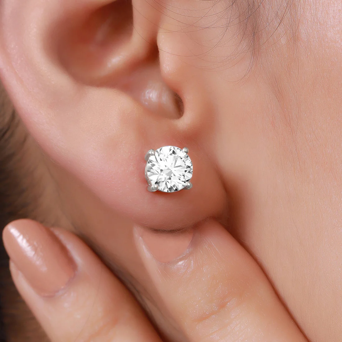 Nebula Round Stud 925 Silver Earrings - Image 3
