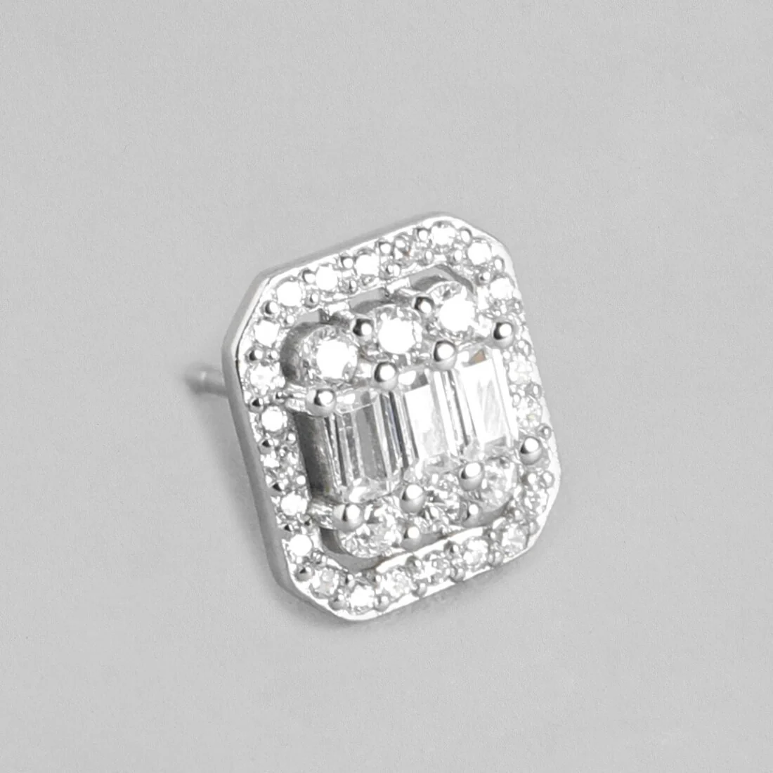 Shining Silver Baguette 925 Silver Earrings - Image 7