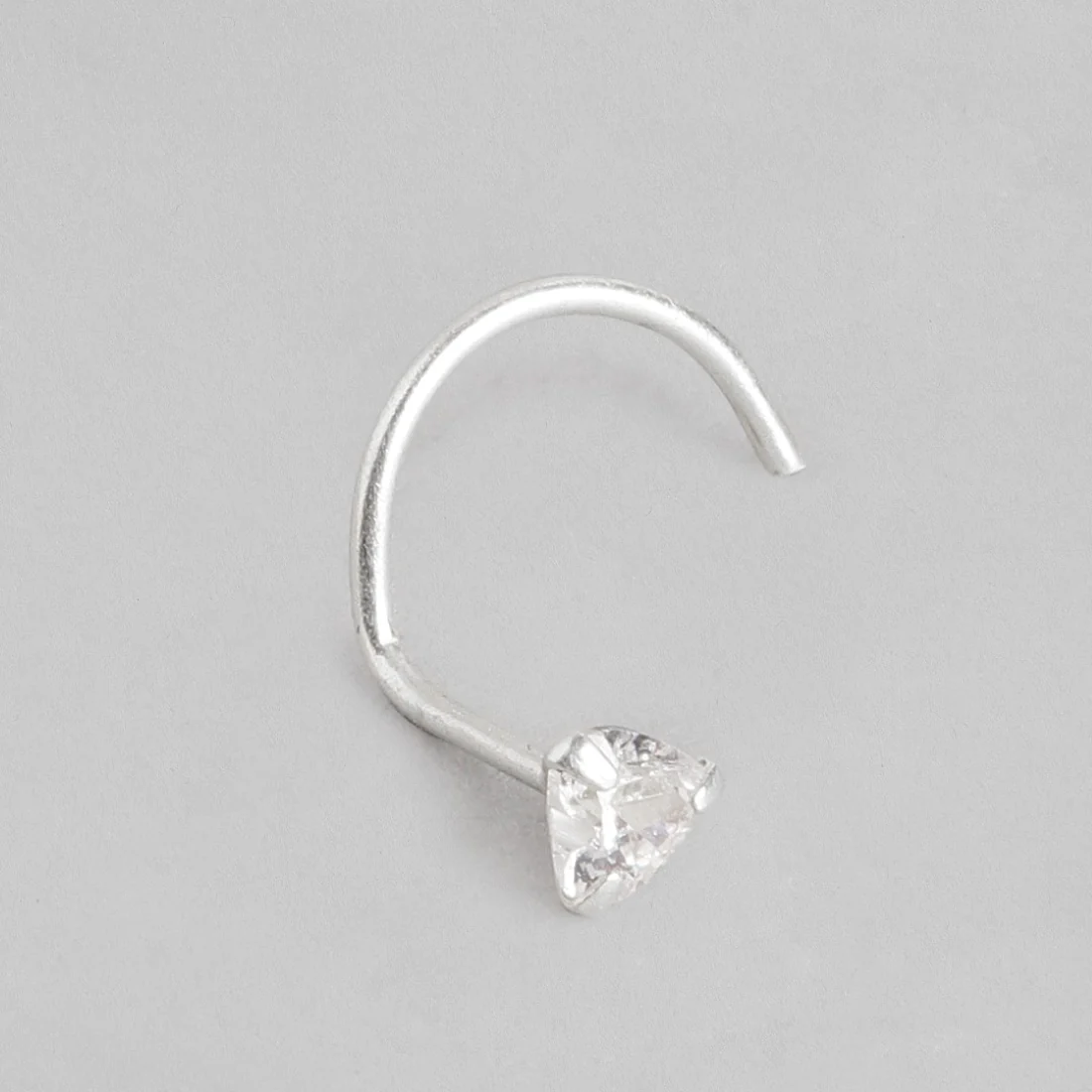 Tiny Heart Solitaire 925 Silver Nose Pin - Image 4