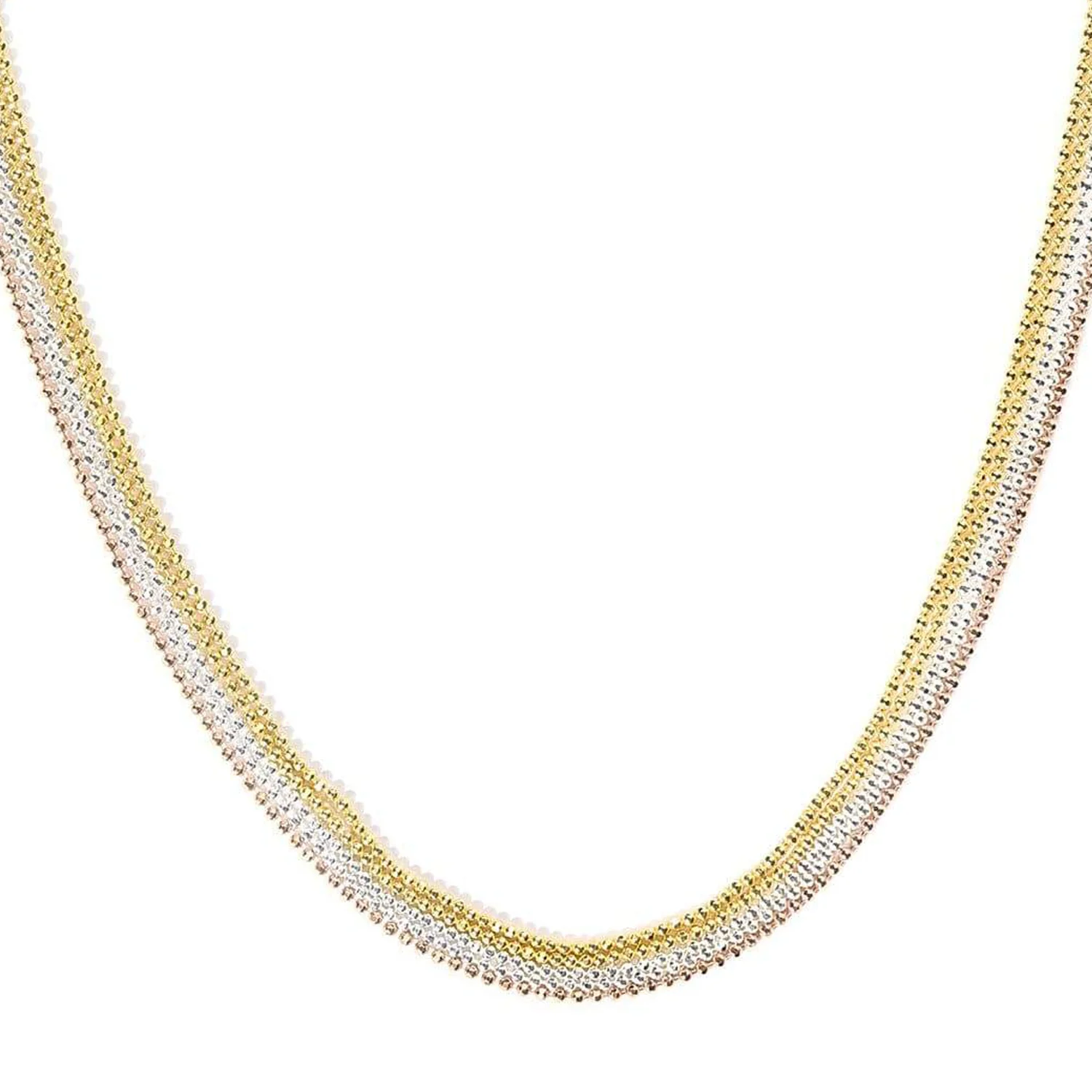 Glamourous Triple Tone 925 Silver Necklace - Image 4