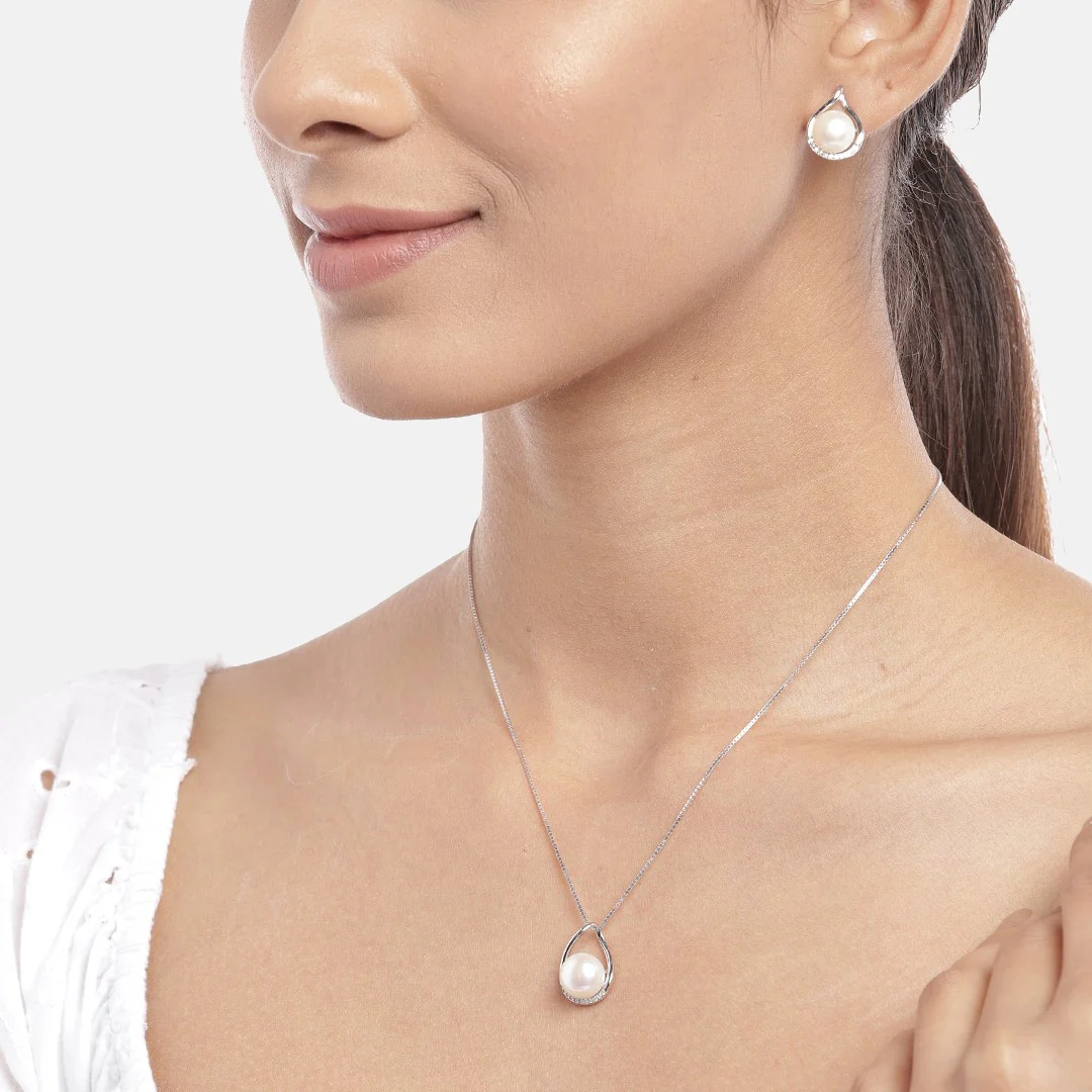 Ice And Spice Pearl 925 Silver Jewellery Set - Image 3