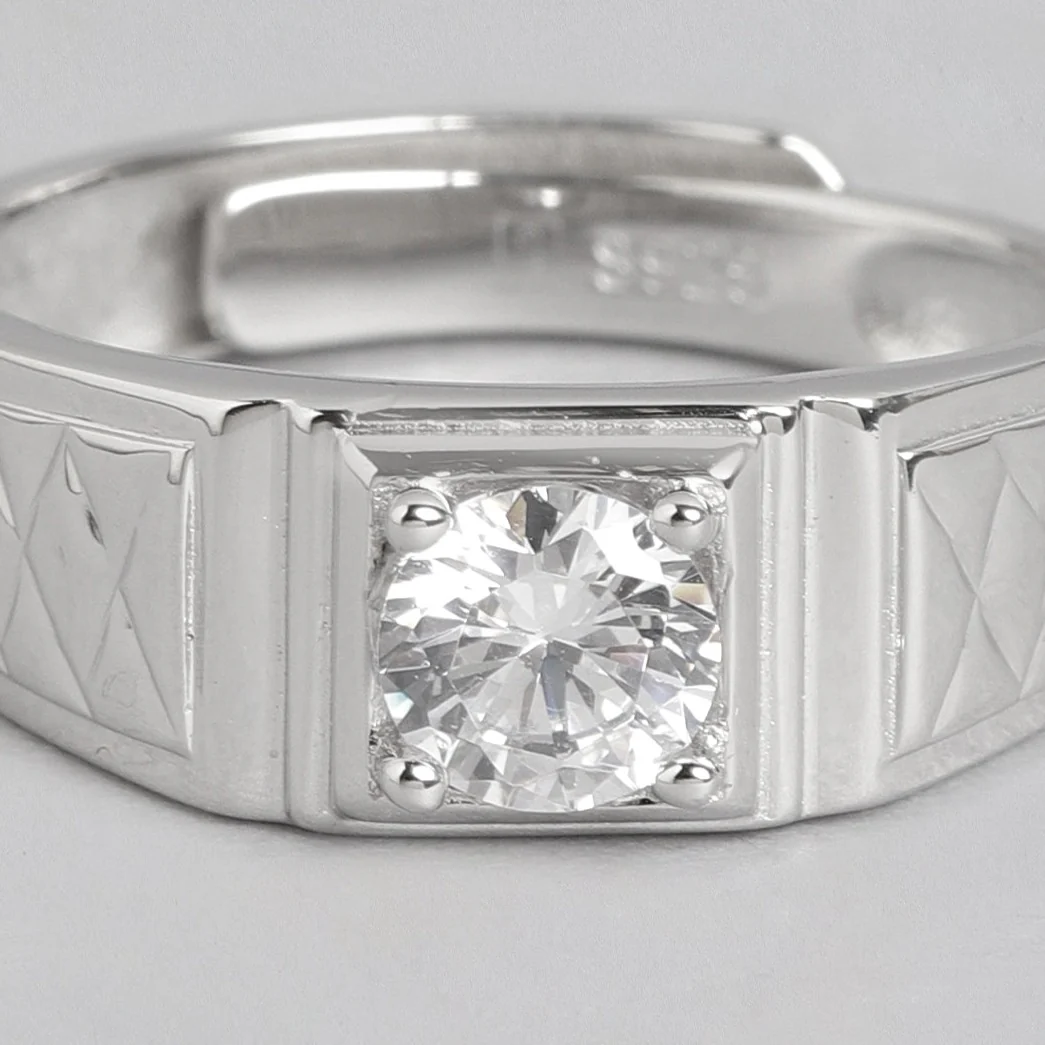 Elegant Solitaire 925 Sterling Silver Ring for Him (Adjustable) - Image 6