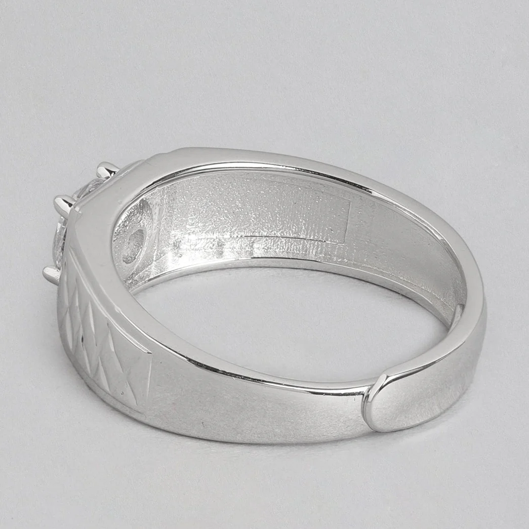 Elegant Solitaire 925 Sterling Silver Ring for Him (Adjustable) - Image 7