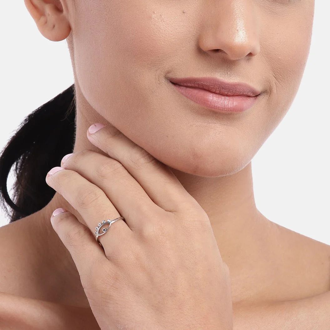 Evil Eye CZ 925 Sterling Silver Ring for Women (Adjustable) - Image 3