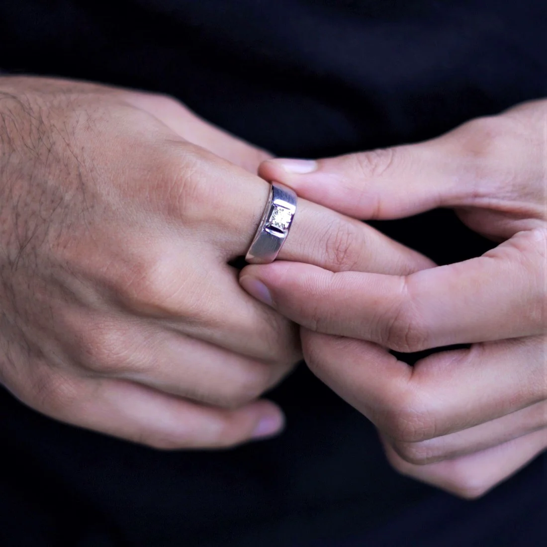 CZ Square Solitaire 925 Sterling Silver Ring for Him (Adjustable) - Image 8