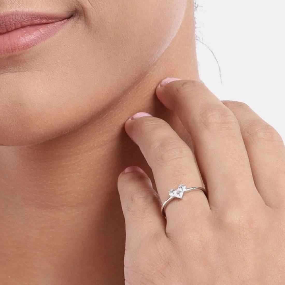Heart Solitaire 925 Sterling Silver Ring for Women (Adjustable) - Image 2