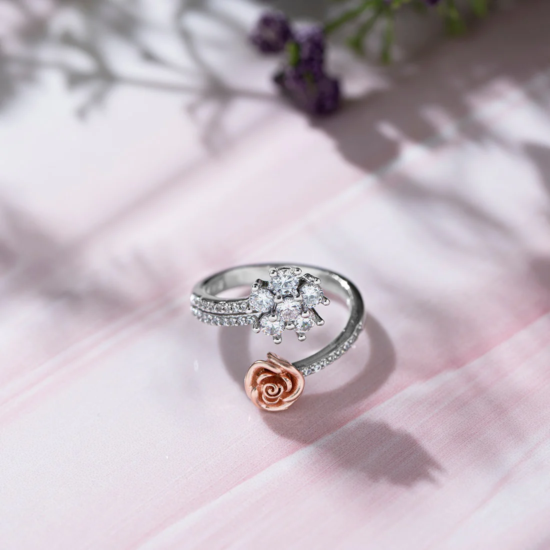 Romantic Love Rose Gold Plated 925 Sterling Silver Ring (Adjustable) - Image 2