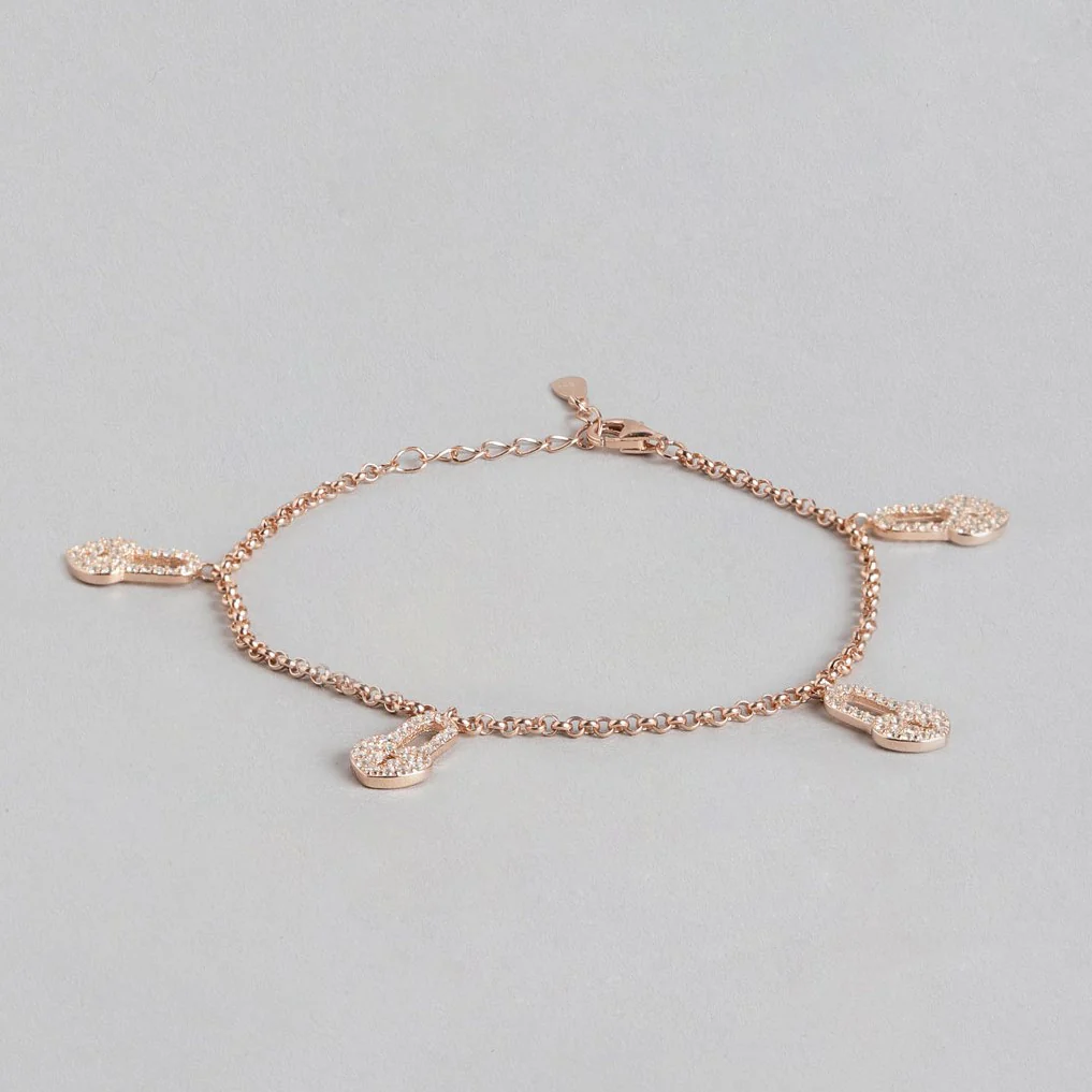 Cute Heart Lock Charm 925 Silver Bracelet - Image 5