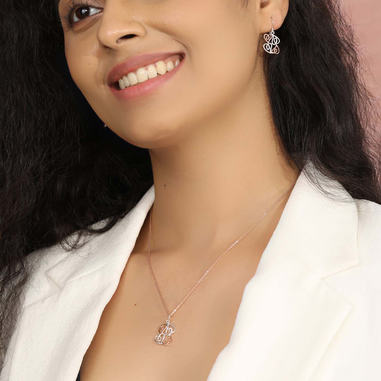 Enchanting Dual-Tone Heart 925 Silver Jewellery Set - Image 2
