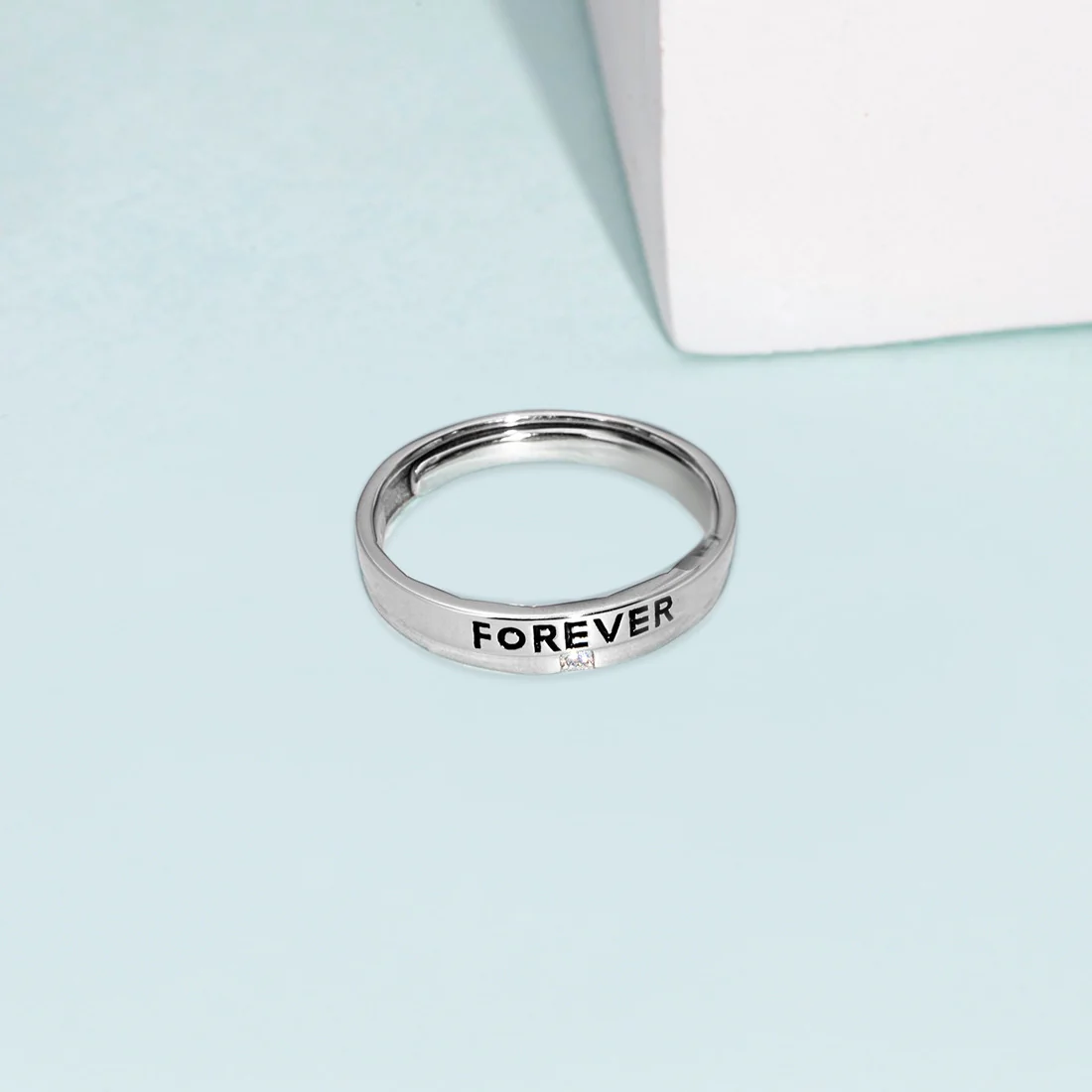 Forever Rhodium Plated 925 Sterling Silver Women Ring (Adjustable)