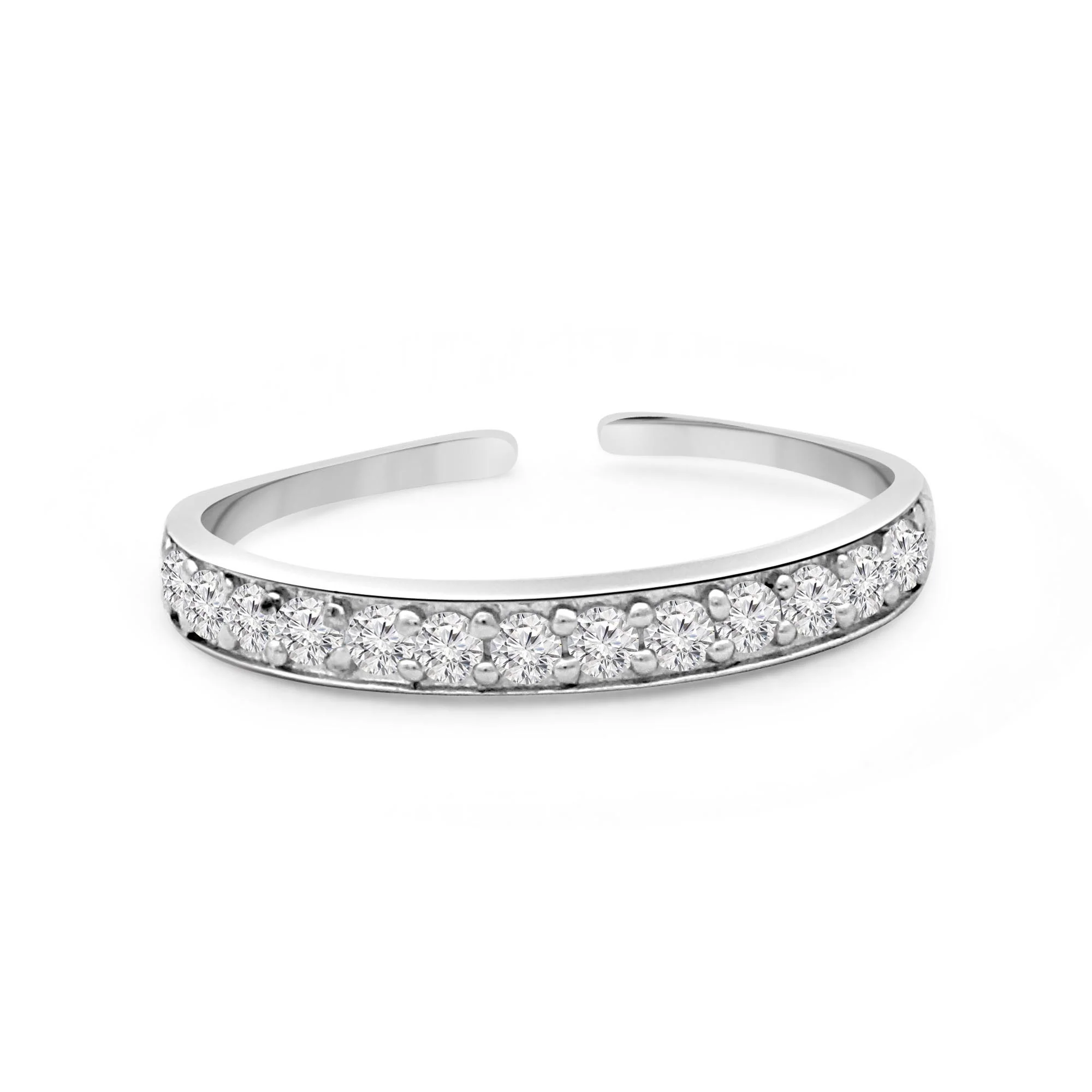 CZ Studded 925 Silver Toe Ring (Adjustable) - Image 5