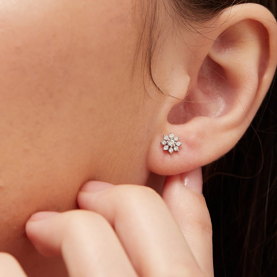 Floral Studs and Hoop 925 Sterling Silver Combo Earring - Image 4