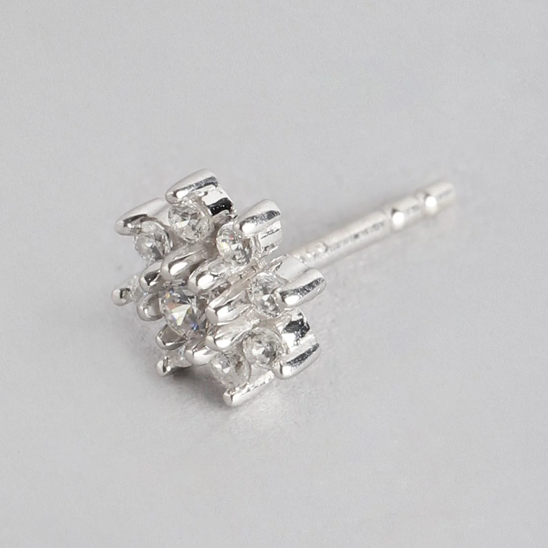Floral Studs and Hoop 925 Sterling Silver Combo Earring - Image 8