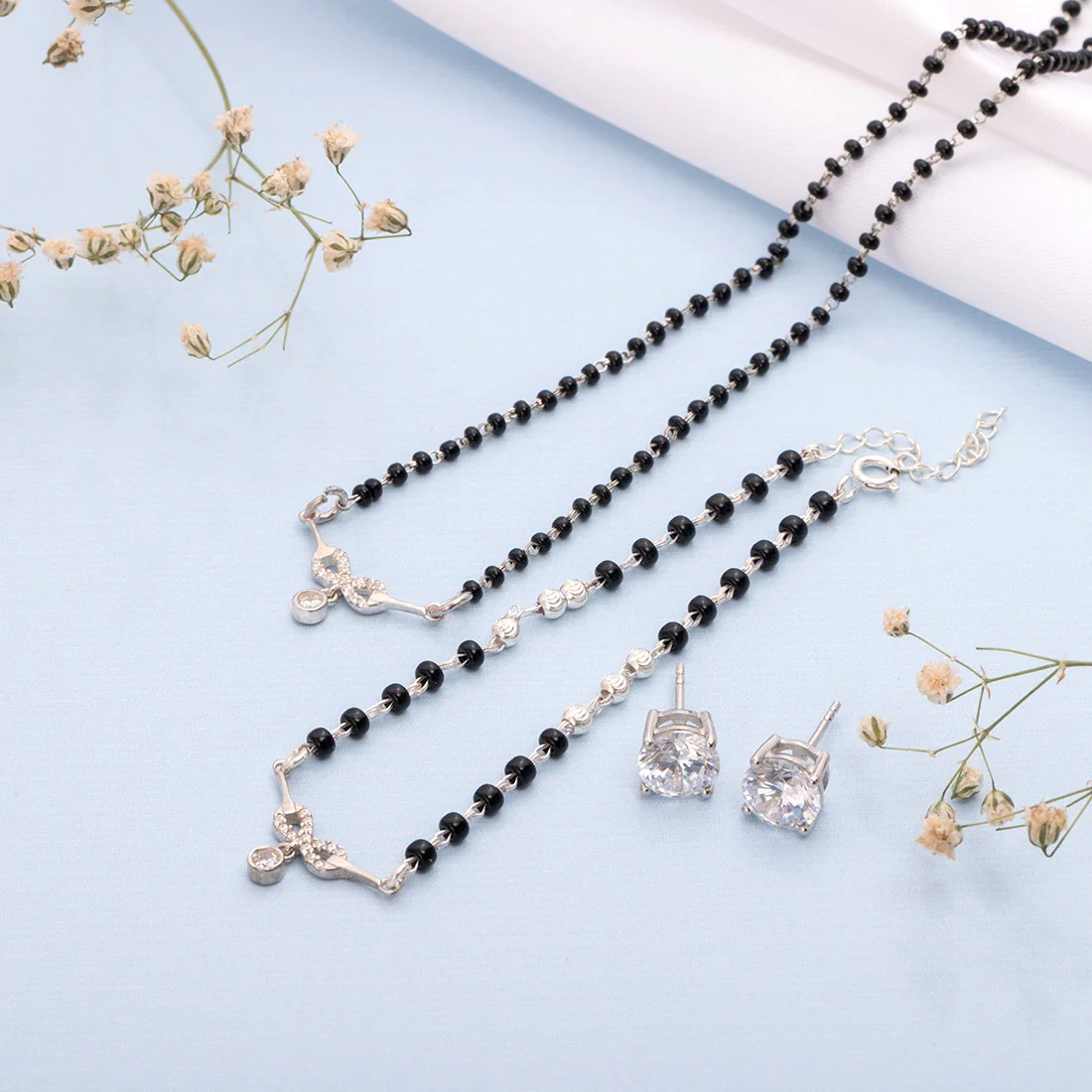 Infinity Rhodium Plated 925 Sterling Silver Jewellery Set