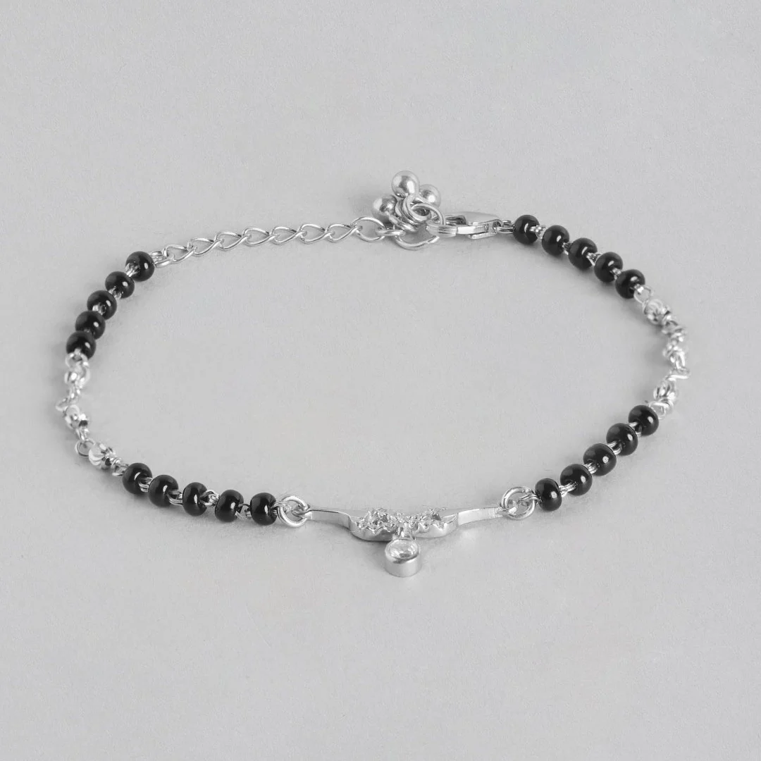 Infinity Rhodium Plated 925 Sterling Silver Necklace & Bracelet Mangalsutra Combo - Image 4