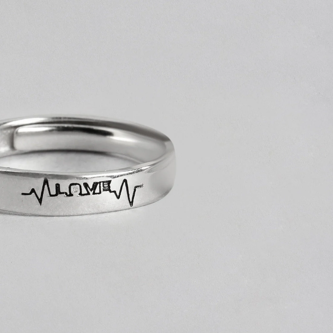 Love Line Rhodium Plated 925 Silver Women Ring (Adjustable) - Image 7