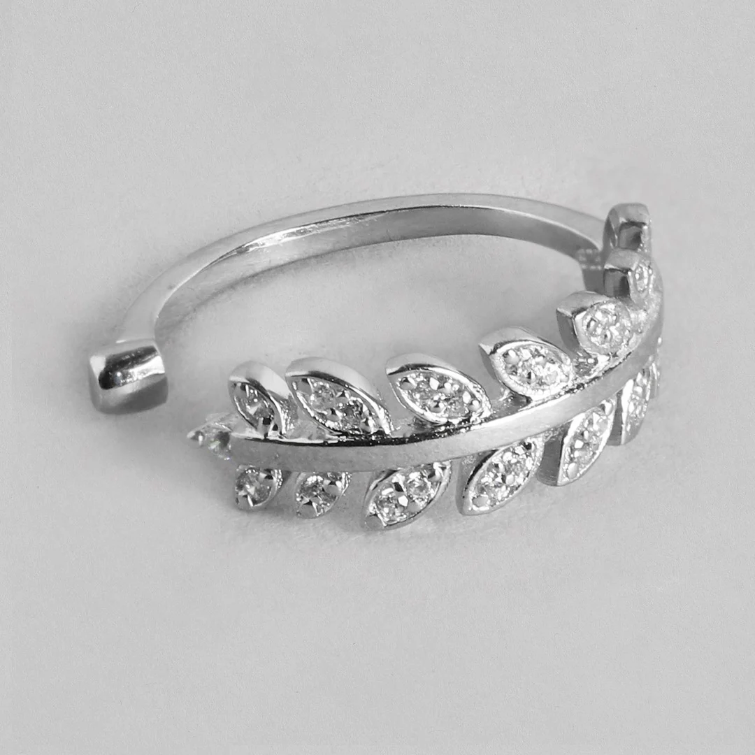 Leafy Waves Rhodium Plated 925 Silver Toe Ring Combo - Image 5
