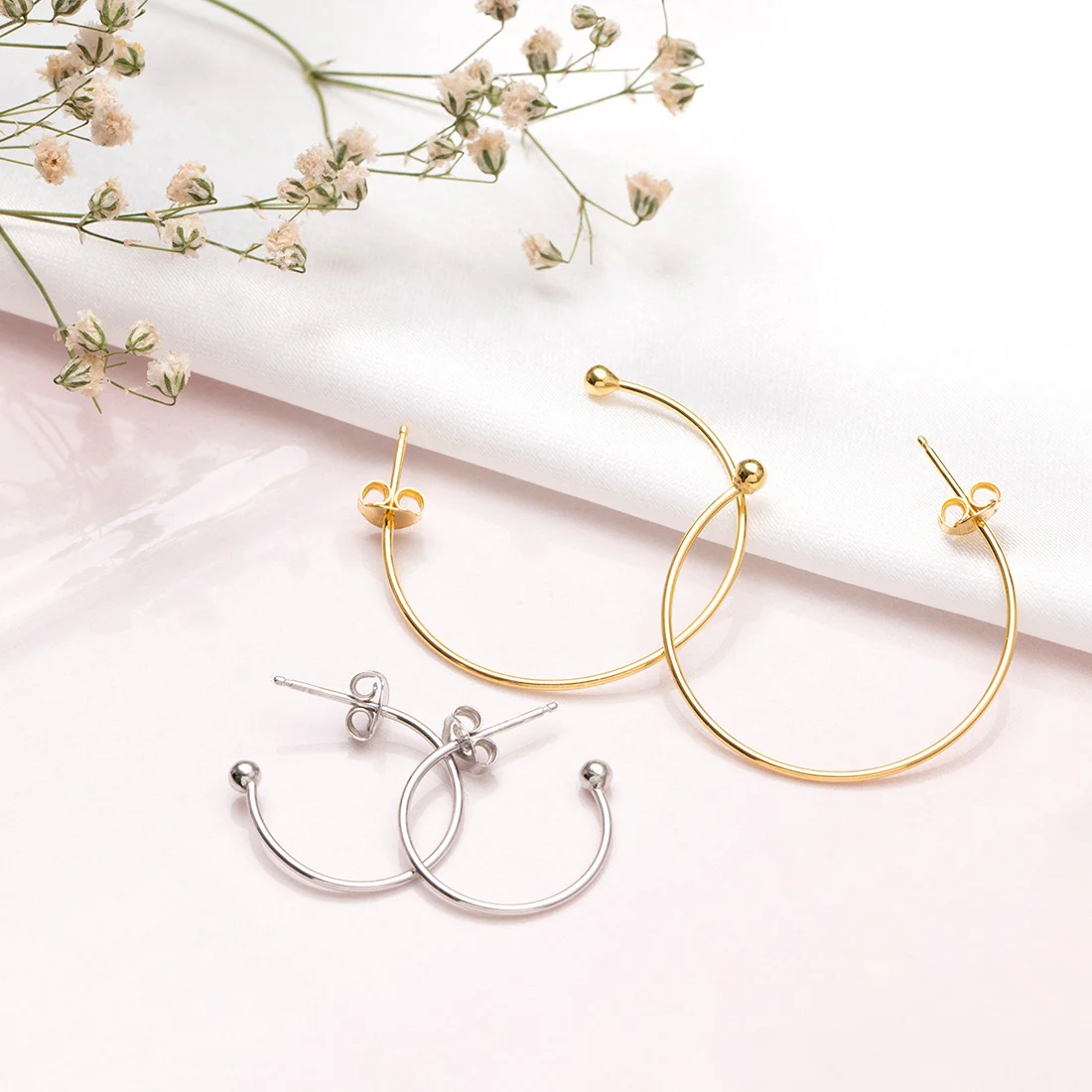 Rhodium & Gold Plated Duo Hoops 925 Sterling Silver Earring Combo