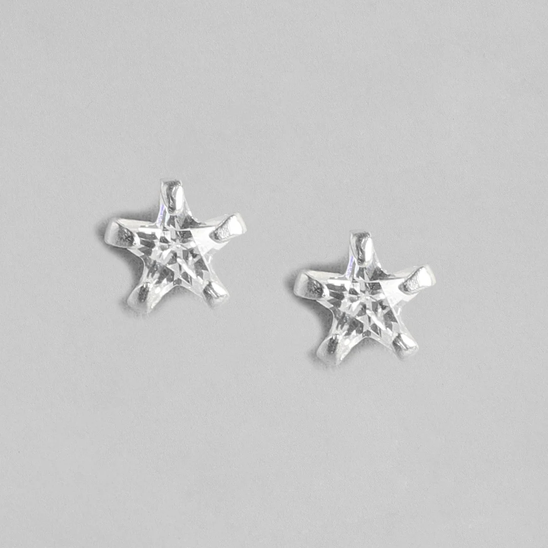 Rhodium Plated Star-Edgy Triangle Zircon 925 Sterling Silver Earring Combo - Image 5