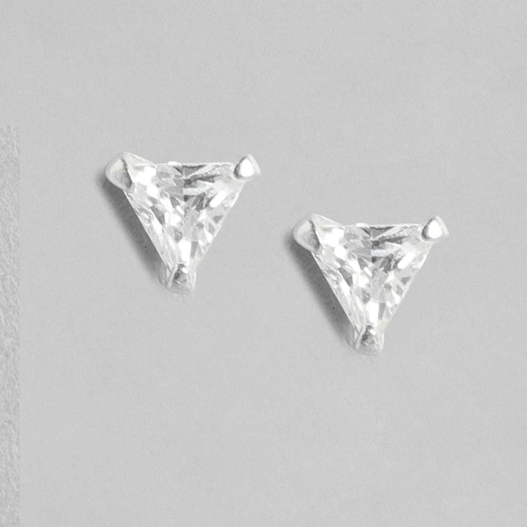Rhodium Plated Star-Edgy Triangle Zircon 925 Sterling Silver Earring Combo - Image 6