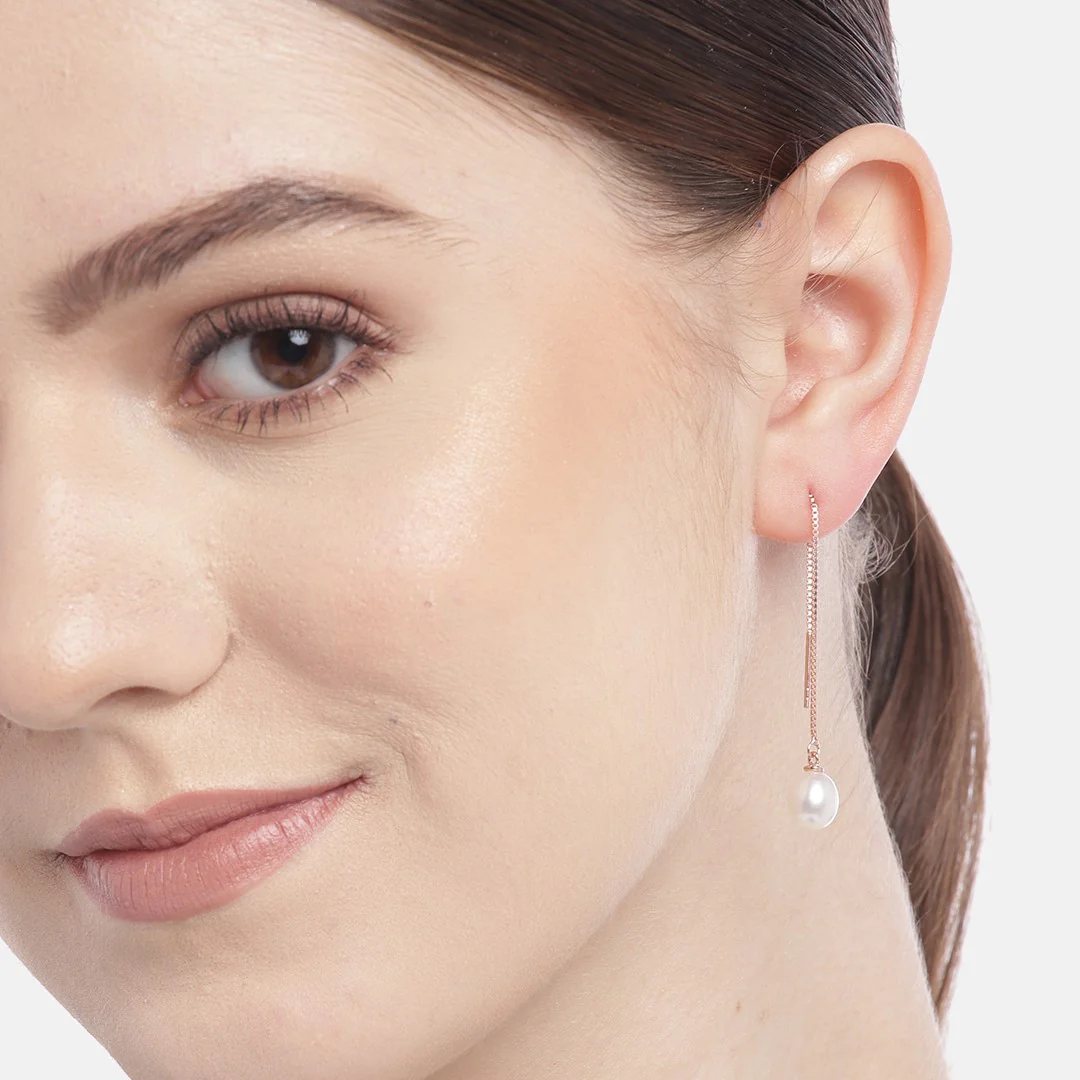 Sui Dhaga with Pearl Duo 925 Sterling Silver Earring - Image 3