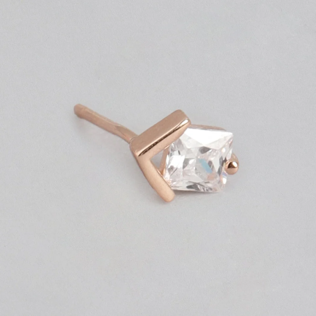 Square Rose Gold Plated 925 Sterling Silver Stud Earrings - Image 6