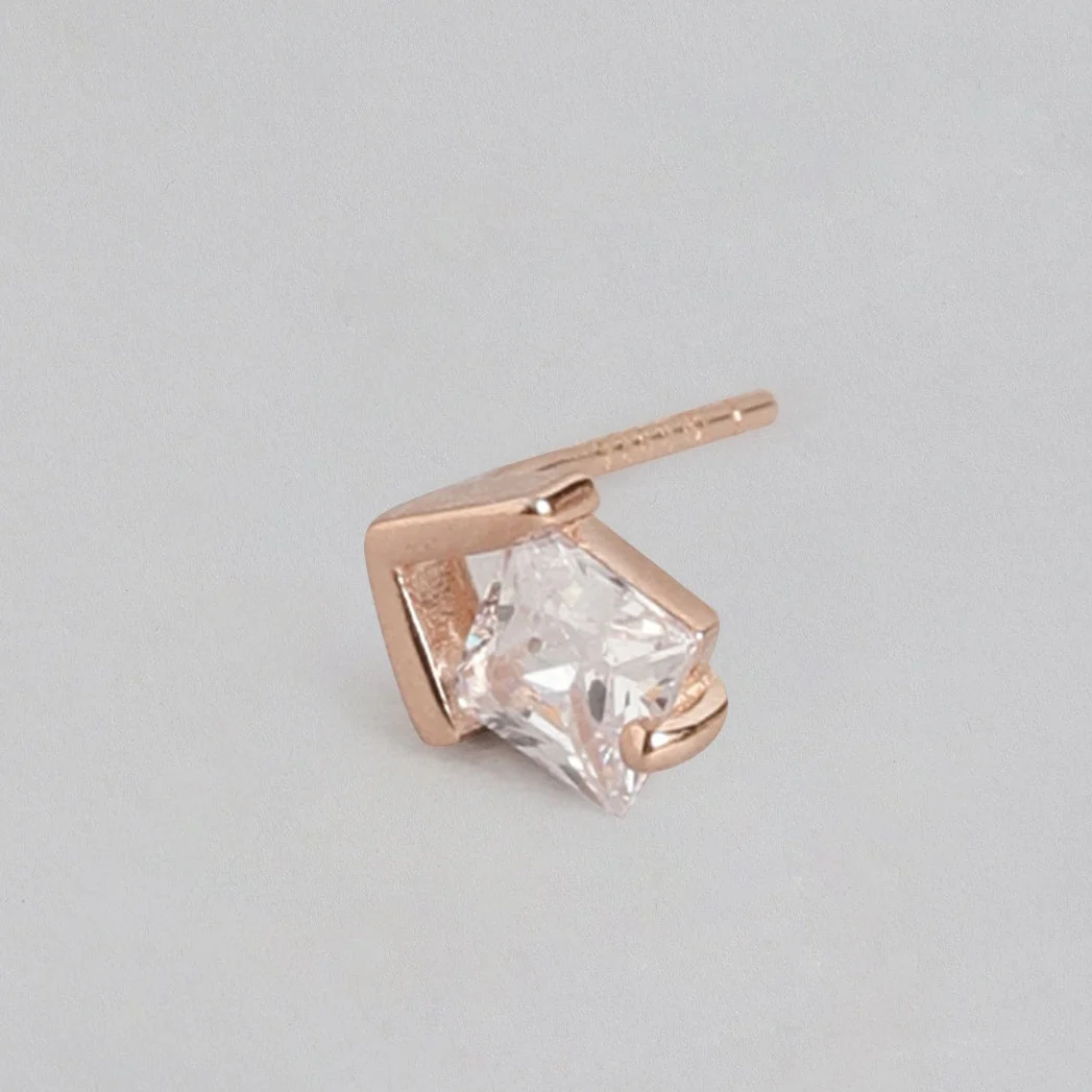 Square Rose Gold Plated 925 Sterling Silver Stud Earrings - Image 7