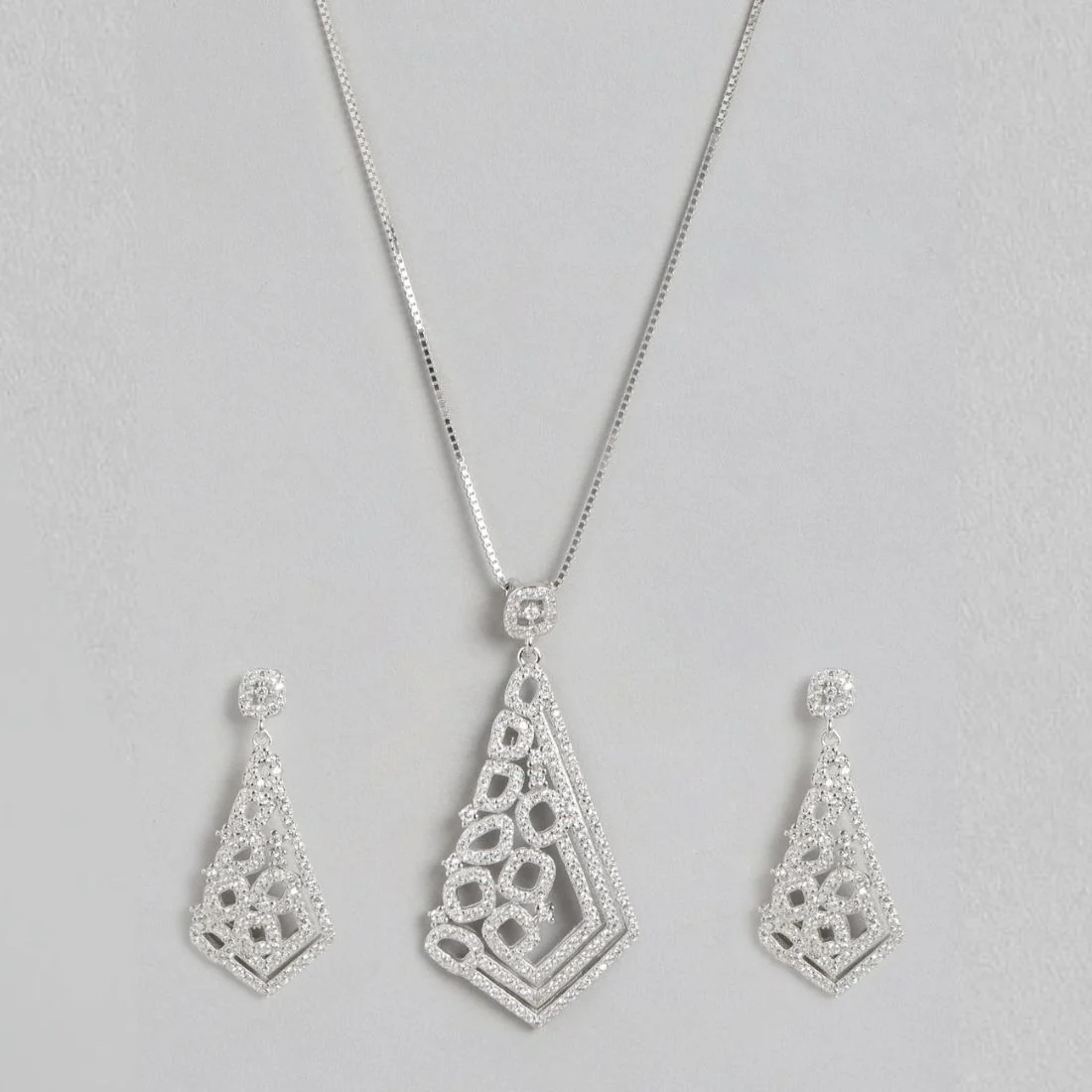 Zirconia Radiance Harmony Rhodium-Plated 925 Sterling Silver Jewelry Set - Image 3